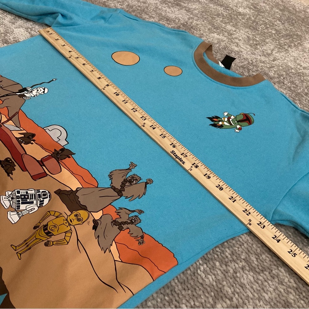 Star Wars Tatooine Crewneck Sweatshirt M Her Universe Boba Fett‎ R2D2 C3PO - Picture 6 of 7
